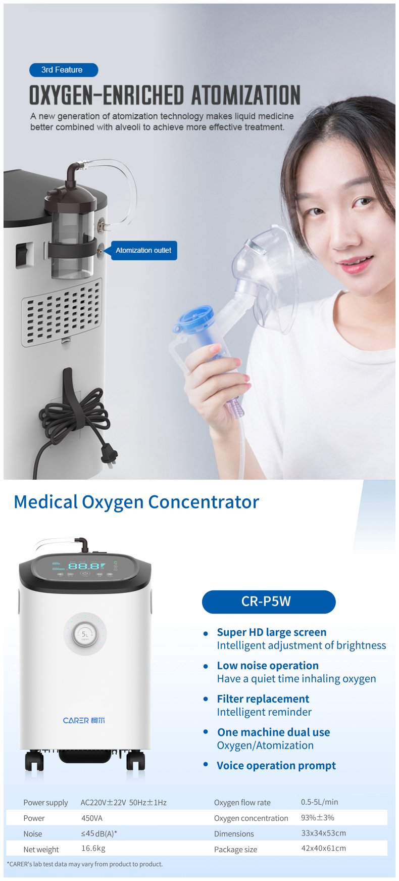Meilleur concentrateur d'oxygène de CARER medical